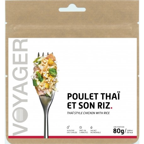 Repas lyophilisé Voyager Poulet Thaï et son riz 80g