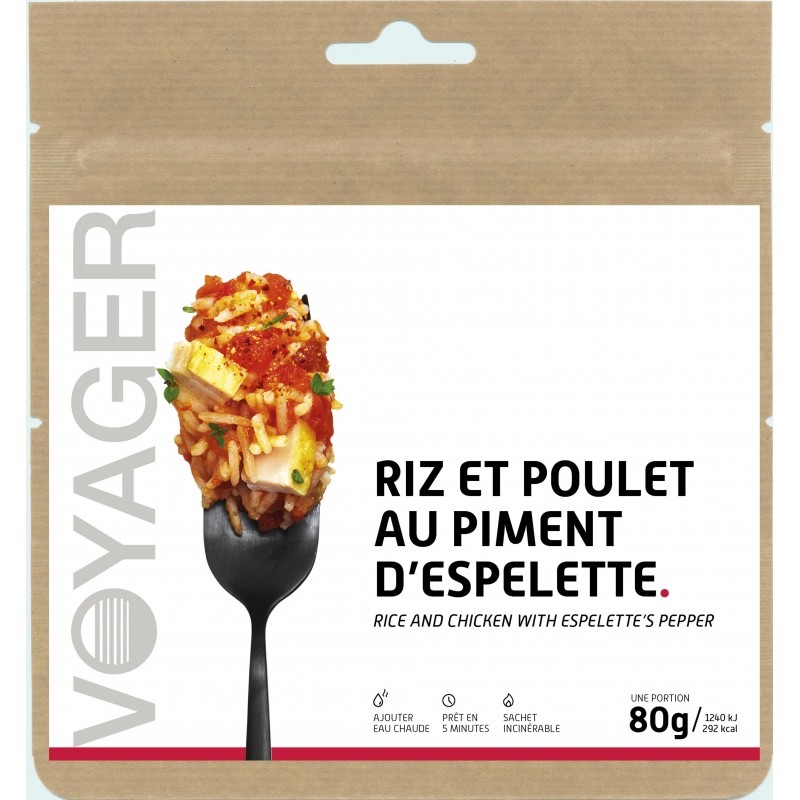 Dry food Voyager Rice and basque-style chicken with hot pepper 80g