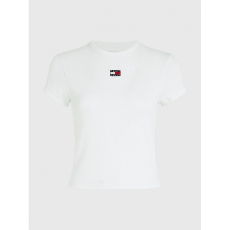 TJW Hilfiger RIB XS Femme White BBY Tommy BADGE T-shirt