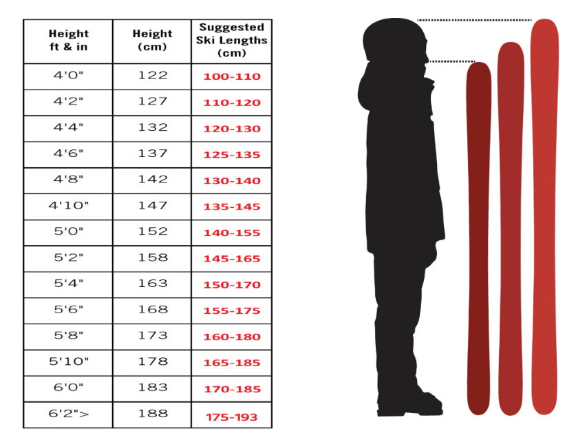 Ski Length Chart Women's